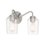Craftmade Shayna 2 Light 15" Wide Vanity Light with Clear Glass Shades Brushed Polished Nickel