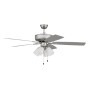 Craftmade Pro Plus 52" 5 Blade LED Indoor Ceiling Fan - 750 Lumens Brushed Satin Nickel / Greywood