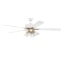 Craftmade Super Pro 60" 5 Blade 4 Light Indoor LED Ceiling Fan with White/Washed Oak Blades White / Satin Brass