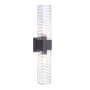 Craftmade Ridge 2 Light 24" Tall Outdoor Wall Sconce with Ribbed Glass Shades Midnight