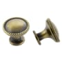 Crown Cabinet Hardware Rope 1-3/16 Inch Mushroom Cabinet Knob Antique Satin Brass
