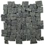 Cruz Bay Studio Block Mosaic - 11" x 11" Pebble and Rock Floor and Wall Tile - Tumbled Visual - Sold by Carton (9.62 SF/Carton) Black Basalt