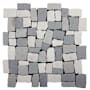 Cruz Bay Studio Block Mosaic - 11" x 11" Pebble and Rock Floor and Wall Tile - Tumbled Visual - Sold by Carton (9.62 SF/Carton) Light Grey / Off-White