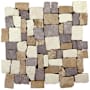 Cruz Bay Studio Block Mosaic - 11" x 11" Pebble and Rock Floor and Wall Tile - Tumbled Visual - Sold by Carton (9.62 SF/Carton) Tan / Off-White / Grey