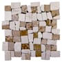 Cruz Bay Studio Block Mosaic - 11" x 11" Pebble and Rock Floor and Wall Tile - Tumbled Visual - Sold by Carton (9.62 SF/Carton) Tan / Off-White Marble
