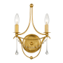 Crystorama Lighting Group Metro 2 Light 15" Tall Wall Sconce with Clear Glass Bead Accents Antique Gold