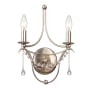 Crystorama Lighting Group Metro 2 Light 15" Tall Wall Sconce with Clear Glass Bead Accents Antique Silver