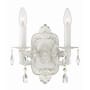 Crystorama Lighting Group Paris Market 2 Light 10" Tall Wall Sconce with Swarovski Spectra Crystal Accents Antique White