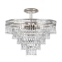 Crystorama Lighting Group Mercer 7 Light 20" Wide Semi-Flush Waterfall Ceiling Fixture with Hand Cut Crystal Accents Olde Silver