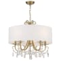Crystorama Lighting Group Othello 5 Light 24" Wide Crystal Drum Chandelier with Silk Shade and Hand Cut Crystal Accents Vibrant Gold