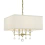 Crystorama Lighting Group Paxton 4 Light 16" Wide Pendant with Silk Shade and Clear Glass Accents Aged Brass