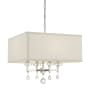 Crystorama Lighting Group Paxton 4 Light 16" Wide Pendant with Silk Shade and Clear Glass Accents Polished Nickel