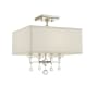 Crystorama Lighting Group Paxton 4 Light 16" Wide Semi-Flush Ceiling Fixture with Silk Shade and Clear Glass Accents Polished Nickel