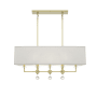 Crystorama Lighting Group Paxton 8 Light 38" Wide Linear Chandelier with Silk Shade and Clear Glass Accents Aged Brass