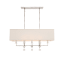 Crystorama Lighting Group Paxton 8 Light 38" Wide Linear Chandelier with Silk Shade and Clear Glass Accents Polished Nickel