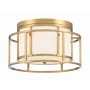 Crystorama Lighting Group Hulton 2 Light 15" Wide Flush Mount Drum Ceiling Fixture with Silk Shade Luxe Gold