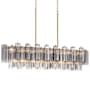 Crystorama Lighting Group Addis 14 Light 52" Wide Linear Chandelier with Smoke Tronchi Glass Aged Brass