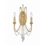 Crystorama Lighting Group Arcadia 2 Light 21" Tall Wall Sconce with Hand Cut Crystal Accents Antique Gold