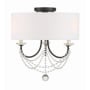 Crystorama Lighting Group Delilah 3 Light 16" Wide Flush Mount Drum Ceiling Fixture Matte Black