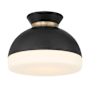Crystorama Lighting Group Gidget 10" Wide Semi-Flush Ceiling Fixture with Etched Opal Glass Shade Matte Black / Vibrant Gold