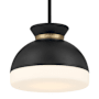 Crystorama Lighting Group Gidget 10" Wide Pendant with Etched Opal Glass Shade Matte Black / Vibrant Gold