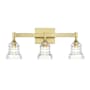 Crystorama Lighting Group Gregory 3 Light 24" Wide Vanity Light with Clear Glass Shades Aged Brass