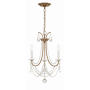 Crystorama Lighting Group Karrington 3 Light 14" Wide Crystal Candle Style Chandelier Aged Brass