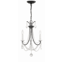 Crystorama Lighting Group Karrington 3 Light 14" Wide Crystal Candle Style Chandelier Matte Black