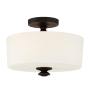 Crystorama Lighting Group Travis 2 Light 13" Wide Semi-Flush Drum Ceiling Fixture with Frosted Glass Shade Black Forged