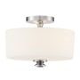 Crystorama Lighting Group Travis 2 Light 13" Wide Semi-Flush Drum Ceiling Fixture with Frosted Glass Shade Polished Nickel