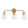 Crystorama Lighting Group Voss 3 Light 25" Wide Vanity Light with Clear Glass Shades Luxe Gold