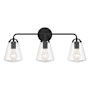 Crystorama Lighting Group Voss 3 Light 25" Wide Vanity Light with Clear Glass Shades Matte Black