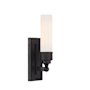 Crystorama Lighting Group Wilcox 15" Tall LED Bathroom Sconce with Frosted Glass Shade Matte Black