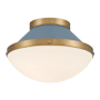 Crystorama Lighting Group Xander 12" Wide Flush Mount Bowl Ceiling Fixture with Etched Opal Glass Shade Vibrant Gold / Blue
