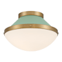 Crystorama Lighting Group Xander 12" Wide Flush Mount Bowl Ceiling Fixture with Etched Opal Glass Shade Vibrant Gold / Green