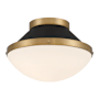 Crystorama Lighting Group Xander 12" Wide Flush Mount Bowl Ceiling Fixture with Etched Opal Glass Shade Vibrant Gold / Matte Black