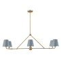 Crystorama Lighting Group Xavier 6 Light 46" Wide Linear Chandelier Vibrant Gold / Blue