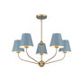 Crystorama Lighting Group Xavier 5 Light 28" Wide Chandelier with Steel Shades Vibrant Gold / Blue