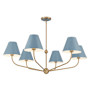 Crystorama Lighting Group Xavier 6 Light 40" Wide Chandelier with Steel Shades Vibrant Gold / Blue