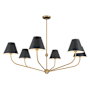 Crystorama Lighting Group Xavier 6 Light 48" Wide Chandelier with Steel Shades Vibrant Gold / Matte Black