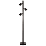 Dainolite 3 Light 62" Tall LED Floor Lamp with Metal Shades Matte Black