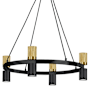 Dainolite Cerelia 8 Light 24" Wide Ring Chandelier Matte Black / Aged Brass