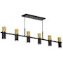 Dainolite Cerelia 12 Light 48" Wide Linear Chandelier Matte Black / Aged Brass