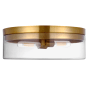 Dainolite Fiona 2 Light 14" Wide Flush Mount Drum Ceiling Fixture Aged Brass / Clear
