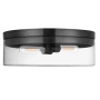 Dainolite Fiona 2 Light 14" Wide Flush Mount Drum Ceiling Fixture Matte Black / Clear