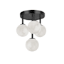 Dainolite Giovanna 4 Light 17" Wide Flush Mount Globe Ceiling Fixture Matte Black / Alabaster
