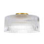 Dainolite Nadine 12" Wide Semi-Flush Drum Ceiling Fixture with Clear, Ribbed Glass Shade Clear / Aged Brass