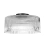 Dainolite Nadine 12" Wide Semi-Flush Drum Ceiling Fixture with Clear, Ribbed Glass Shade Clear / Matte Black