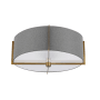 Dainolite Preston 3 Light 15" Wide Semi-Flush Drum Ceiling Fixture Aged Brass / Grey