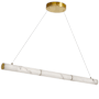 Dainolite Reuben 40" Wide LED Linear Chandelier with Faux Alabaster Shade White / Aged Brass